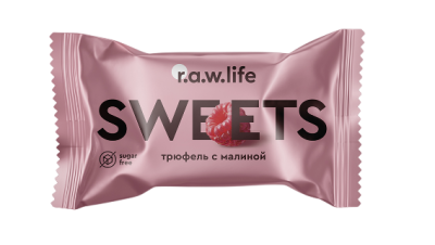 Конфета шоколадно - фруктовая RAW Life "Малиновый трюфель" 17гр.