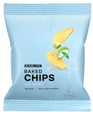 Чипсы рисовые "Лук Порей" R.A.W. Life Baked CHIPS с растительным протеином 35 гр.