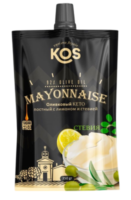 Майонез оливковый KETO постный  с  лимоном и стевией "KOS" 350гр. РФ