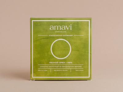 Шоколад Amavi "Молочный на миндальном молоке ЛЕСНОЙ ОРЕХ НА КЭРОБЕ" 50 г