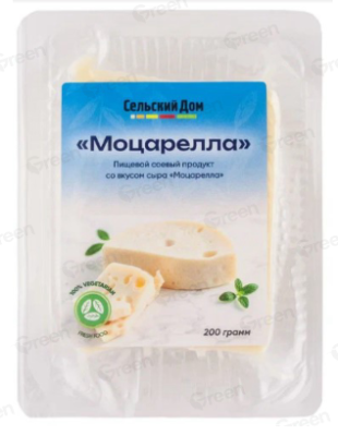 Пищевой соевый продукт со вкусом сыра "Моцарелла" Сельский Дом, 200г, РФ