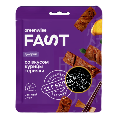 Green Wise Джерки со вкусом Курицы Терияки, 36г, РФ