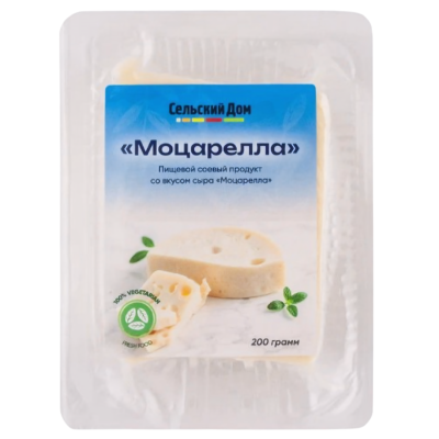Пищевой соевый продукт со вкусом сыра "Моцарелла" Сельский Дом, 200г, РФ