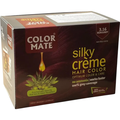 Крем-краска для волос COLOR MATE silky creme бургунди . Индия.