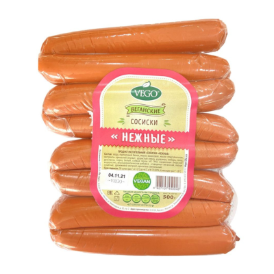 Продукт растит. Сосиски нежные "Vego"  500 гр. РФ
