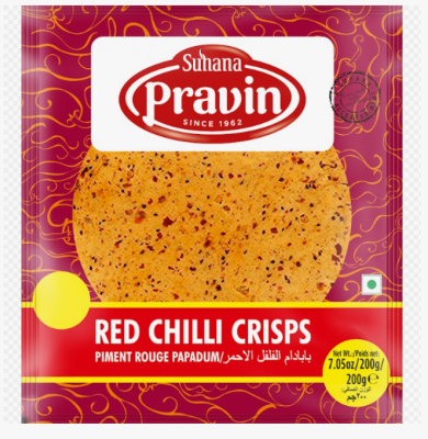 Лепешки из муки  Папад с красным перцем Чили 200гр.