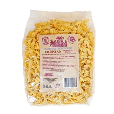 Макароны кукурузные без глютена  спираль "Чудесница"  300 гр.