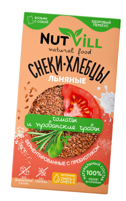 Снеки-хлебцы "Томаты и прованские травы" NutVill 70 гр.