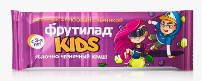 Фруктовый батончик с черникой  "Фрутилад KIDS яблочно-черничный краш"  25 гр. Фруктовый батончик с черникой  "Фрутилад KIDS яблочно-черничный краш"  25 гр.