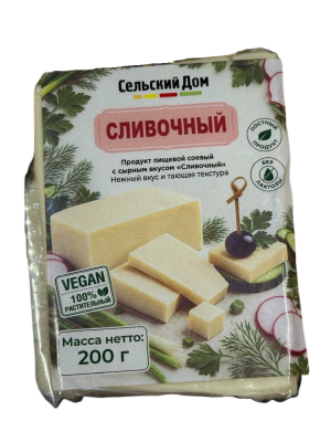 Продукт пищевой соевый с сырным вкусом "Сыр сливочный" Сельский дом 200гр. РФ