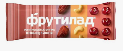 Батончик финиковый "Фрутилад с вишней и кешью"  42 гр. Батончик финиковый "Фрутилад с вишней и кешью"  42 гр.