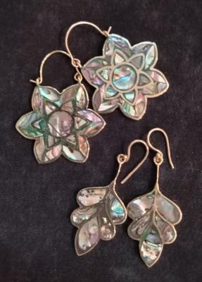 Серьги перламутр (большие) Индия