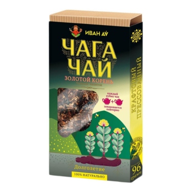 Чайный напиток "Чага-чай" с золотым корнем  (плитка 96 г), Иван Да, РФ