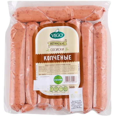 Продукт растит. Сосиски копченые "Vego"  500 гр. РФ