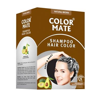 Краска -шампунь для волос COLOR MATE натуральный коричневый  . Индия.