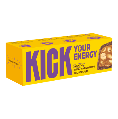 Арахисовый батончик в карамельном шоколаде "Kick" 45 гр. РФ