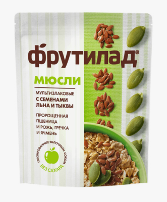 Мюсли мульти-злаковые глаз. яблочным соком, с  пророщенной пшеницей и семенами льна и тыквы "Фрутилад" 310 гр. Мюсли мульти-злаковые глаз. яблочным соком, с  пророщенной пшеницей и семенами льна и тыквы "Фрутилад" 310 гр.