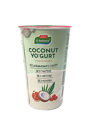 Продукт кокосовый питьевой COCONUT UO`GURT "Малина-Гранат" на йогуртовой закваске обогащенной пробиотиками 220гр., РФ