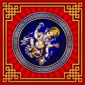 падс02 Денежные салфетки (4шт.) Бог благополучия – Ганеша