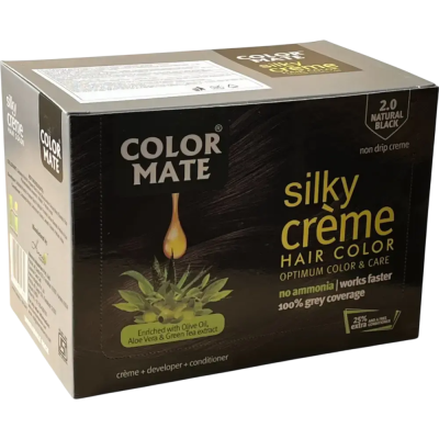 Крем-краска для волос COLOR MATE silky creme натуральный черный  . Индия.