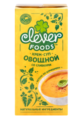 Овощной крем-суп со сливками "Clever Foods"  200мл. РБ