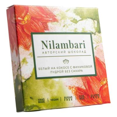 Шоколад белый на кокосе без сахара с финиковой пудрой "Nilambari" 65 гр.