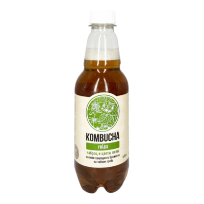 Напиток безалкогольный натурального брожения на чайном грибе с цветами липы и чабрецом "KOMBUCHA-RELAX" 0,555 л. РФ