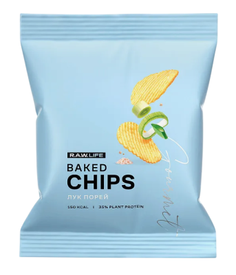 Чипсы рисовые "Лук Порей" R.A.W. Life Baked CHIPS с растительным протеином 35 гр.