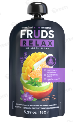 Пюре "Smartfood FRYDS"  из яблок, персиков и манго с добавлением апельсинового сока, льняной клетчатки,экстрактов вербены 150 г, РБ