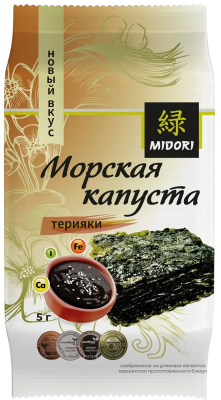 Морская капуста сушеная обжаренная в кунжутном масле со вкусом Терияки Мидори 5г
