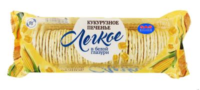Кукурузное печенье  без глютена  в белой глазури " Легкое" 145гр.