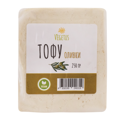 Пищевой соевый продукт "Тофу с оливками" VEGETUS  250 гр.