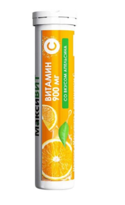 Витамин С со вкусом апельсина “МаксиВИТ” в шипучих таблетках 30гр.