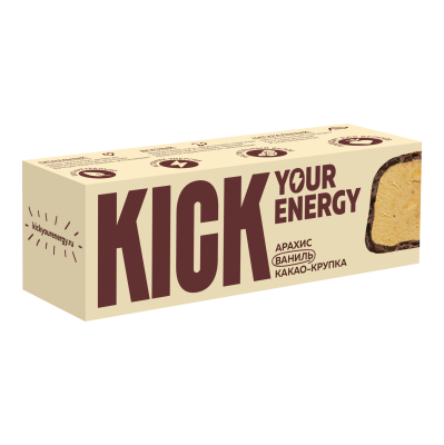 Батончик ванильный с какао крупкой "Kick" 45 гр. РФ