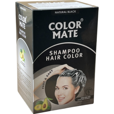 Краска -шампунь для волос COLOR MATE натуральный черный  . Индия.