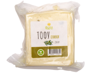Пищевой соевый продукт "Тофу с оливками" VEGETUS  250 гр.