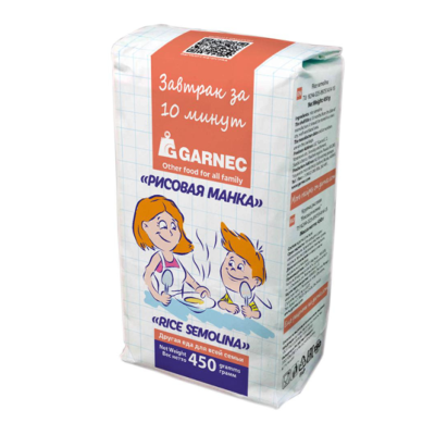 Манка рисовая без глютена "Гарнец" 450 гр.