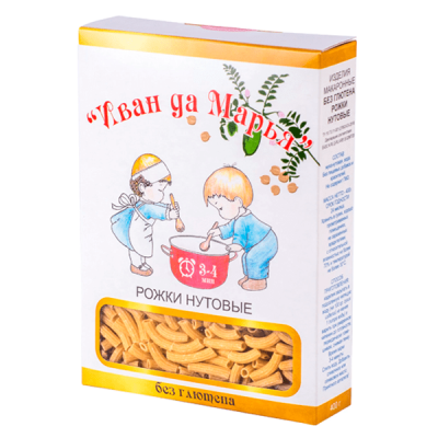 Макароны безглютен. рожки нутовые 400 гр. "Иван да Марья" РФ
