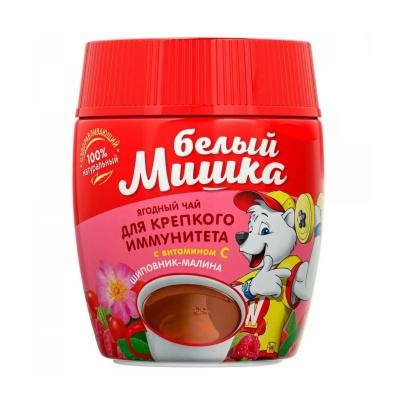Сухие напитки гранула Белый Мишка "Детский чай с малиной и шиповником" ПЭТ 250гр, РФ