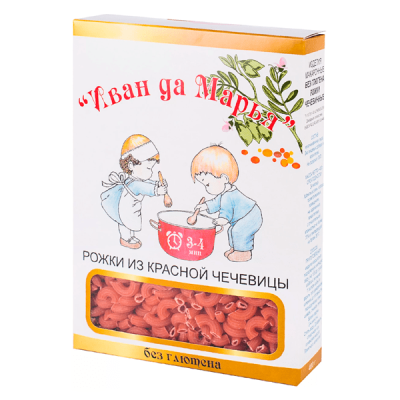 Макароны безглютен. рожки из красн.чечевицы 400 гр. "Иван да Марья" РФ