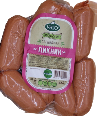 Продукт растит. "Сардельки Пикник" "Vego" 500 гр.