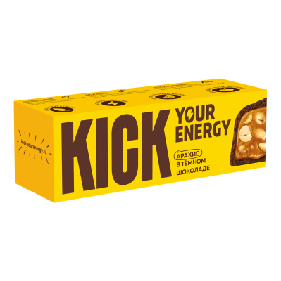 Батончик арахисовый в темном шоколаде "Kick"  45 гр. РФ