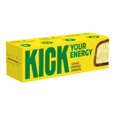 Кокосовый батончик с лимоном и имбирем "Kick" 45 гр. РФ