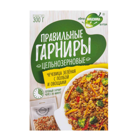 Чечевица зеленая с полбой и овощами "Правильные гарниры" 300гр.