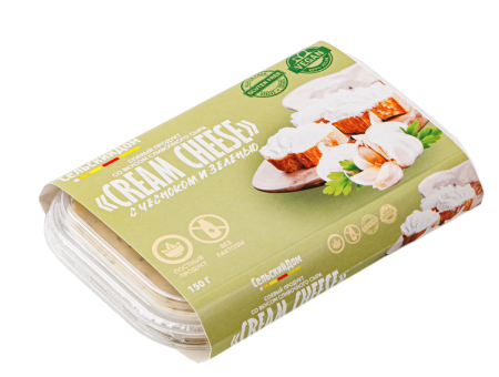 Продукт пищевой соевый с сырным вкусом "Крем Чиз" с чесноком и зеленью 150 гр. РФ