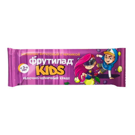 Фруктовый батончик с черникой  "Фрутилад KIDS яблочно-черничный краш"  25 гр.
