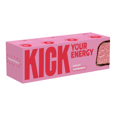 Кокосовый батончик  с клубникой "Kick" 45 гр. РФ