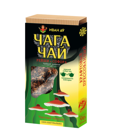 Чайный напиток "Чага-чай" с грибом рейши (+софора), (плитка 96 г)