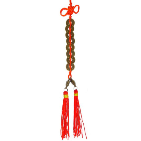 Z180-B Подвеска Фэн Шуй 8 монет 2 слитка d.1,5см металл 27см