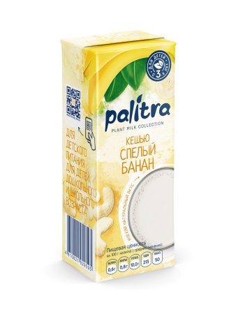 Напиток на растительной основе  "Кешью-Спелый банан" "Palitra" (для детей с 3- лет) 200мл. РБ